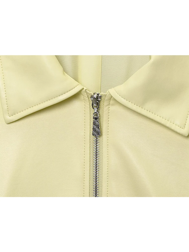 TFMLN Neue Damen-PU-Leder-Reißverschlussjacke, 2025, modisch, locker, langärmelig, Retro-Jacken, Mäntel, High Street Trend, kurze Oberbekleidung