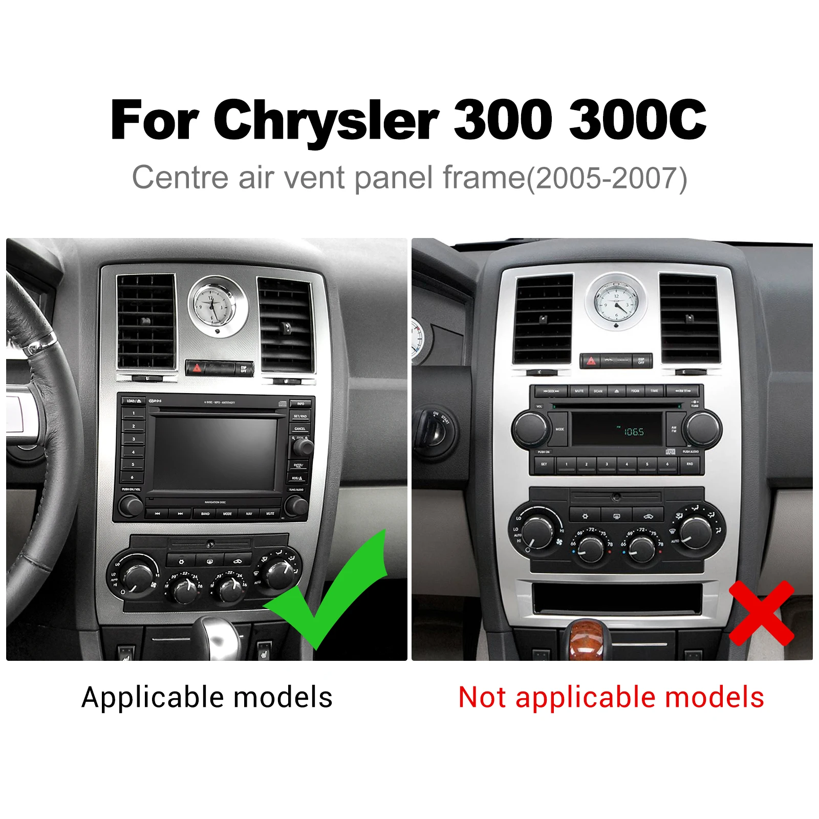 Real Soft Carbon Fiber For Chrysler 300 300C 2005 2006 2007 Car Central Air Vent Frame Panel Sticker Interior Trim Accessories