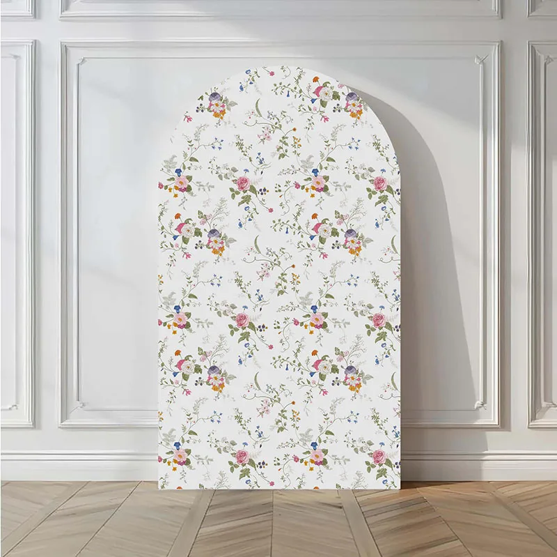 

Mehofond Custom 2-Sided Pink Floral Pattern Girl Birthday Bride Shower Wedding Cover Chiara Arch Wall Background Decor Backdro