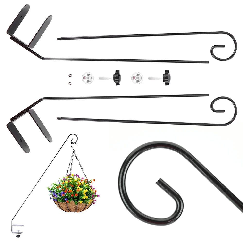 2 Pcs Extended Fence Deck Hook Adjustable Clamp Deck Hook for Railing Fence Hanger for Outdoor Bird Feeders Planters Wind Chimes