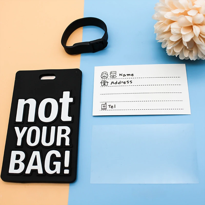الأزياء الإبداعية رسالة ليس حقيبتك لطيف إكسسوارات السفر علامات الأمتعة حقيبة الكرتون نمط السيليكون المحمولة السفر التسمية #4