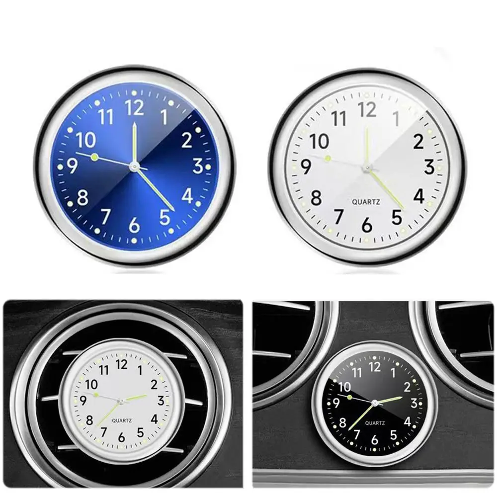 

New 40mm Car Clock Mental Dashboard Quartz Clock Double Side Tape Night Light Electronic Watch Bicycle