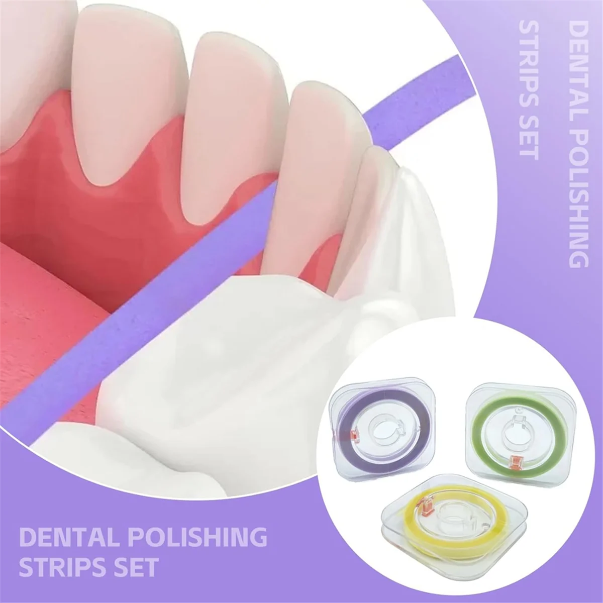 3-Pack Dental Polishing Strips Set, Teeth Grinding Sanding Tools, 4mm Width, 20μm/30μm/50μm Tooth Polish Strips