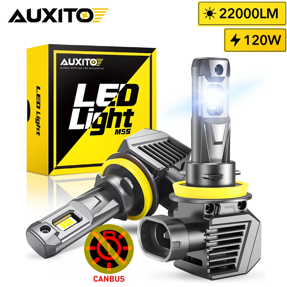 

AUXITO 2Pcs 22000LM H11 LED Headlight Canbus H8 H9 9005 HB3 9012 HIR2 9006 HB4 Turbo Lamp 120W Super Bright Car Headlamp 6500K