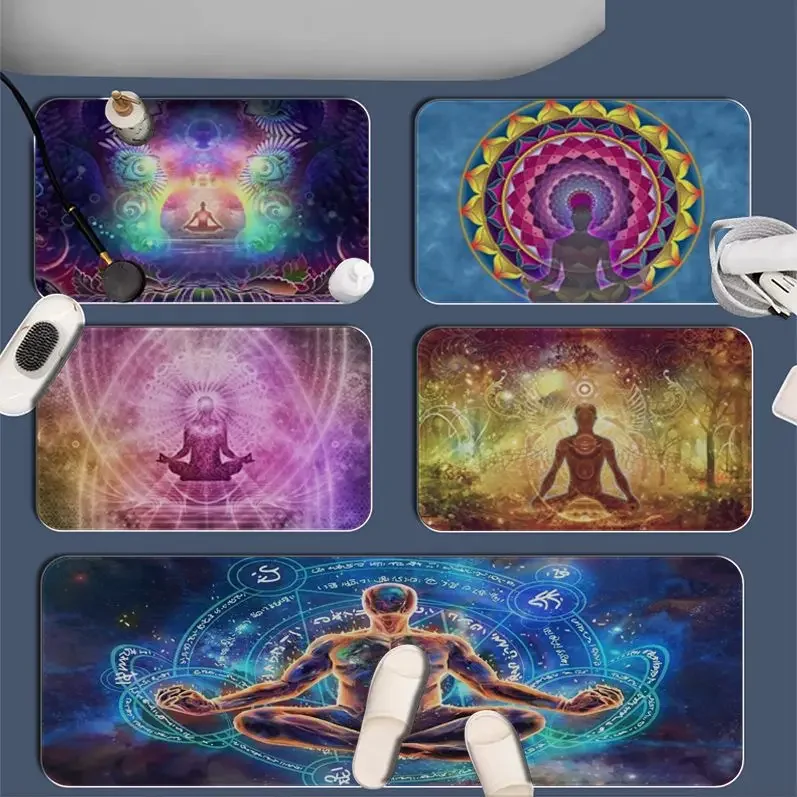 

Meditation Chakra Mandala Psychedelic Yoga Bathroom Mat INS Style Soft Bedroom Floor House Laundry Room Mat Anti-skid Alfombra