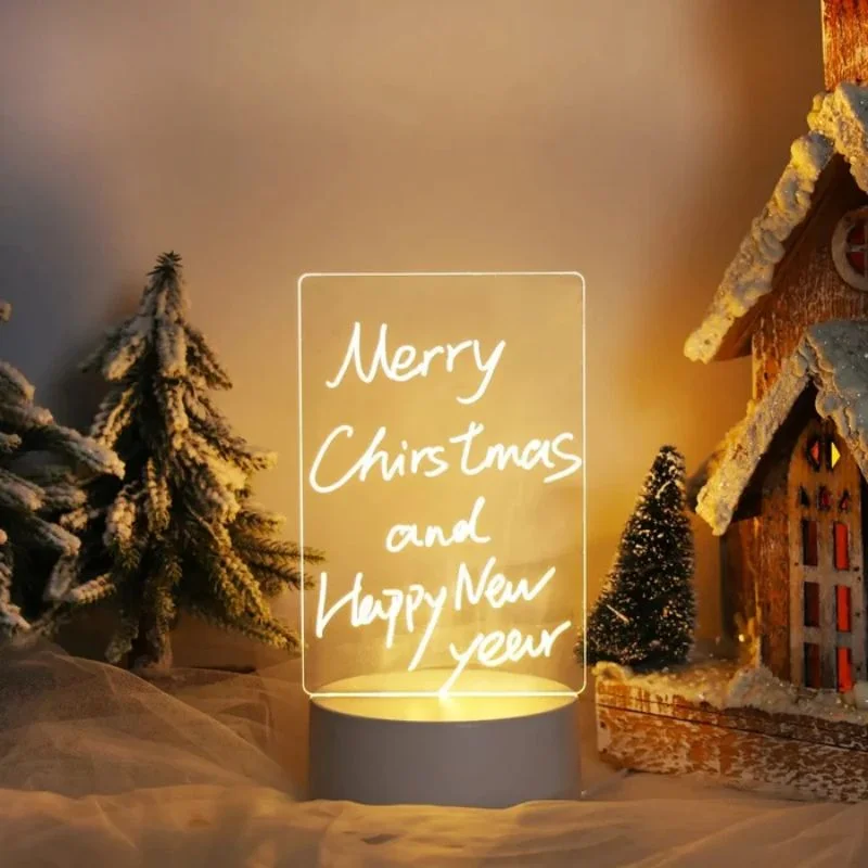 Creative LED Note Board Night Light USB Message Board Holiday Lights with Pen Gift Night Lights LED Acrylic Night Lights