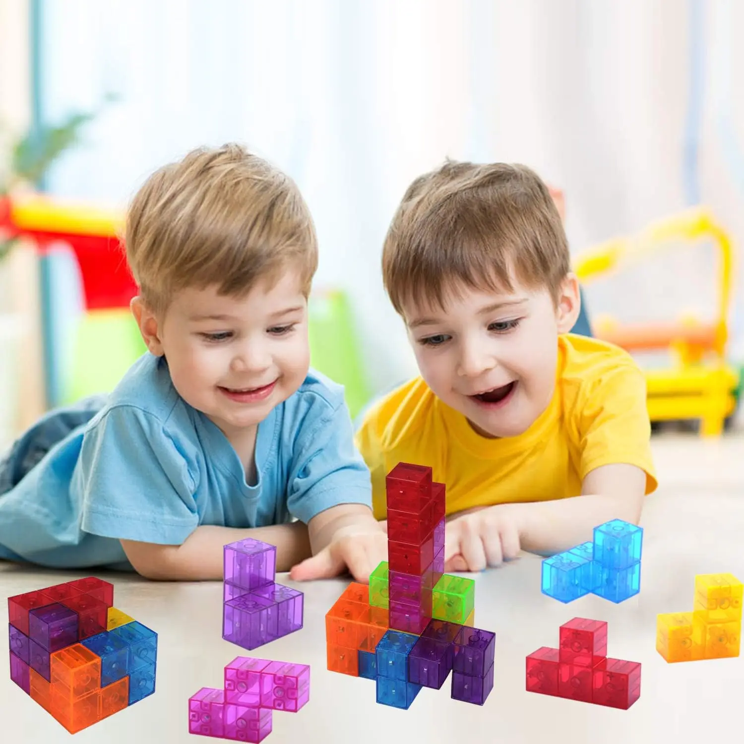 3D Transparent Magnetic Cube Kids Magic Puzzle Montessori Sensory Toy Kids Intellectual Development Stress Relief Gift