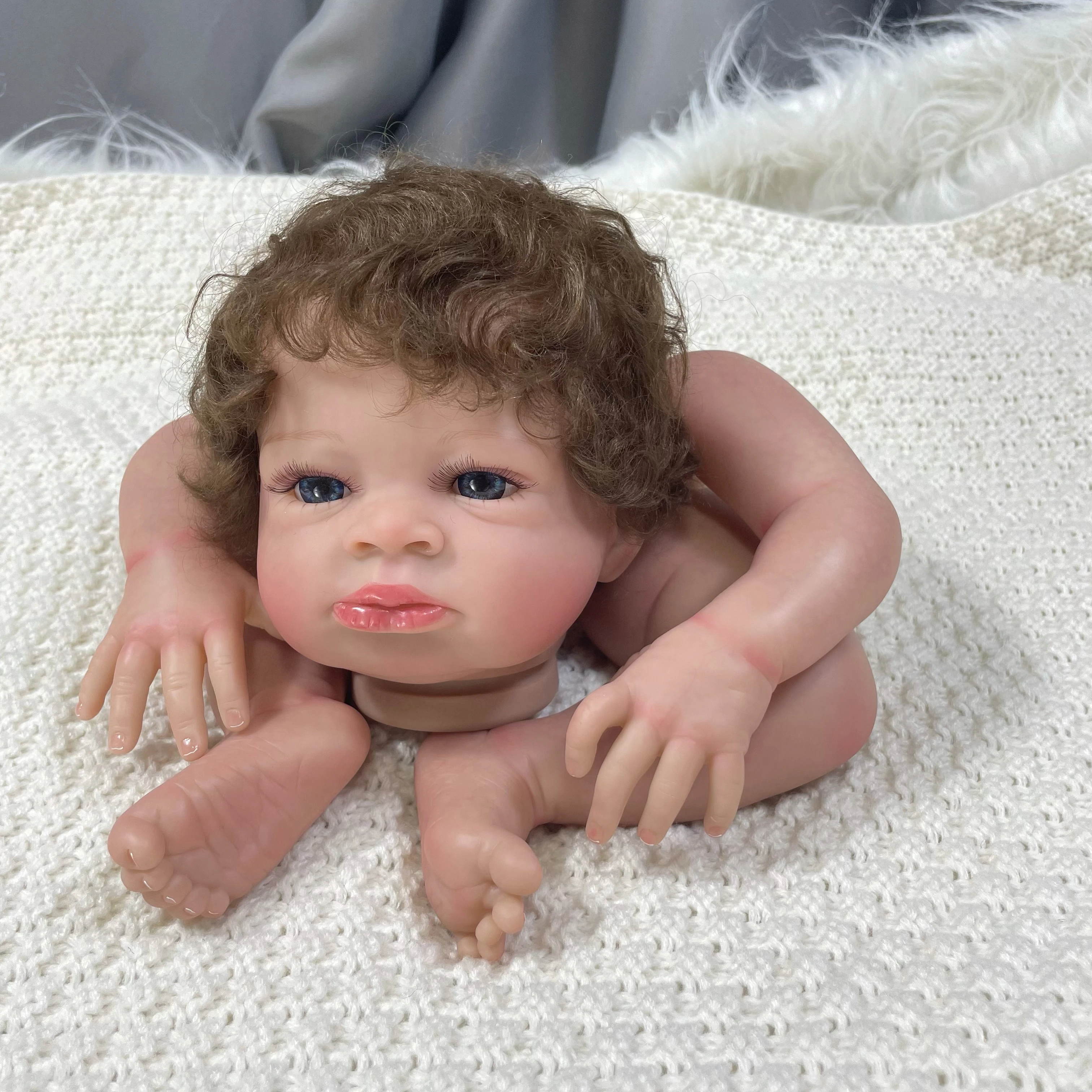 20Inch Painted Reborn Doll Kit Lanny Unfinished Doll Parts Hand Rooted Hair DIY Assembly Lifelike Newborn DIY Toy Gift For Girls