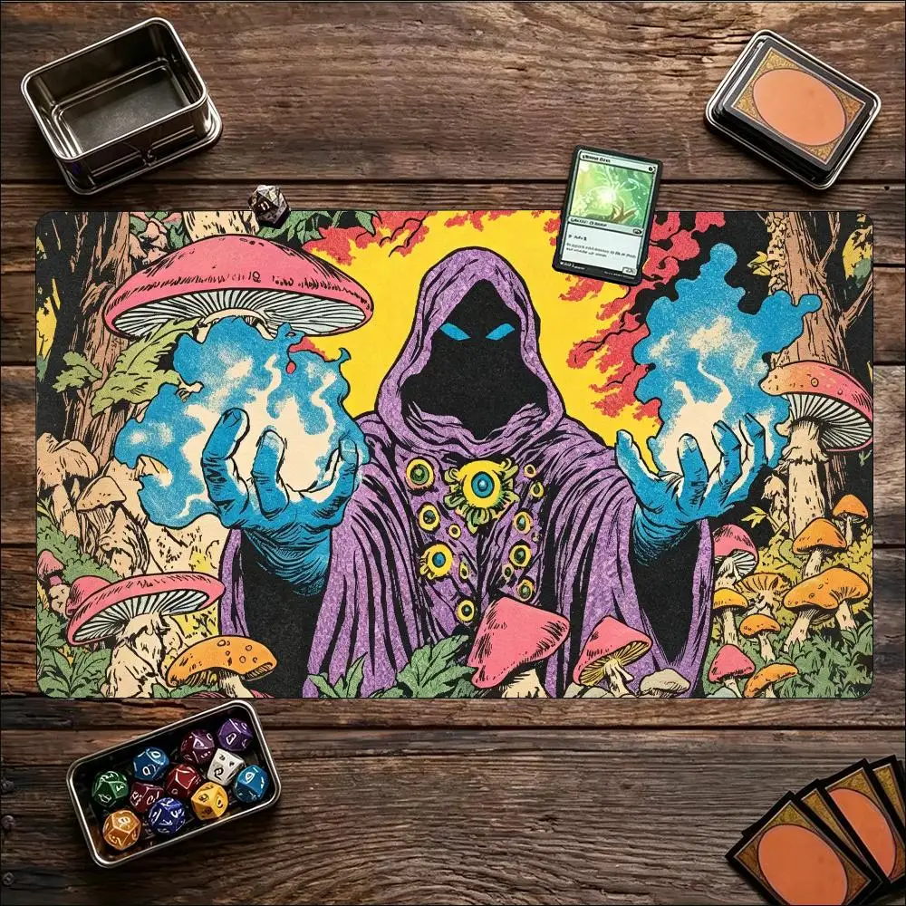 Retro Skeleton Warlock Magic Theme Large Game Playmat Non‑Slip Rubber Card Game Mat Keyboard Pad For Tabletop Card Gaming Setup