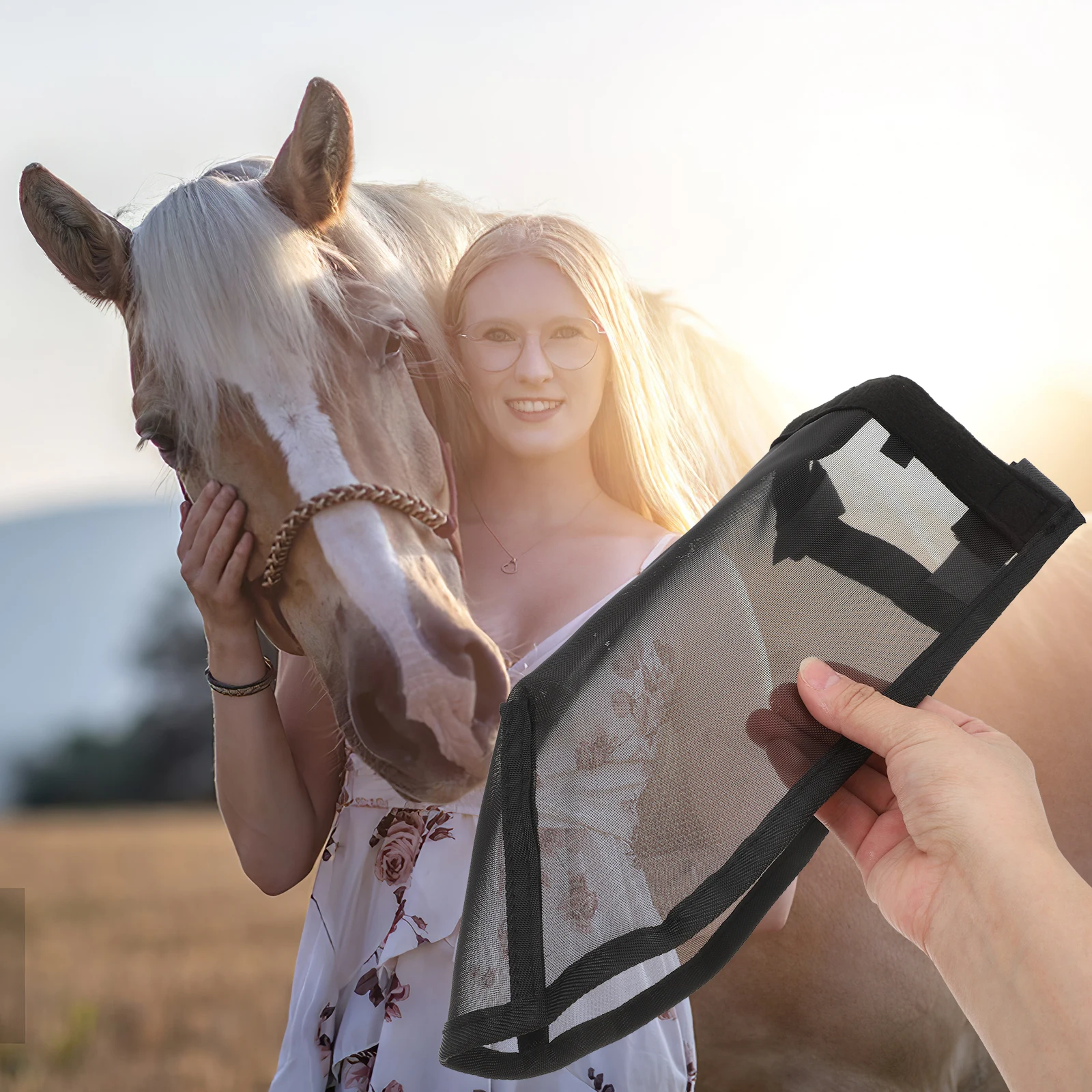 1 قطعة غطاء الأنف تنفس غرامة شبكة خفيفة الوزن يطير قناع الحماية للوجه الحصان الأنف ركوب الخيل في الهواء الطلق رعاية الخيل