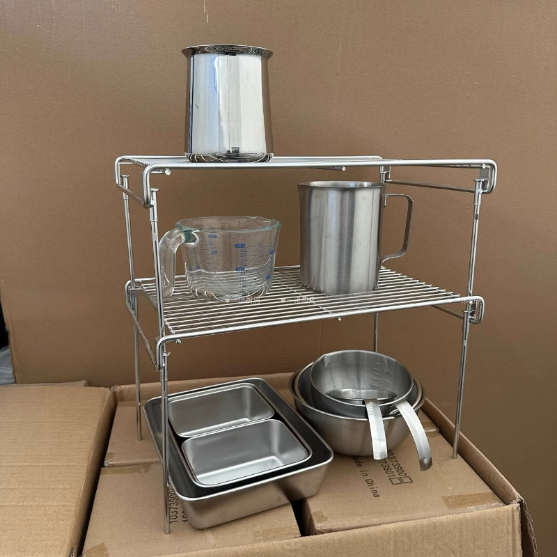 

Кухонный органайзер из нержавеющей стали 304, штабелируемая стойка для слива чашки, простой держатель для духовки на столешнице, экономия места, полка для специй для кладовой