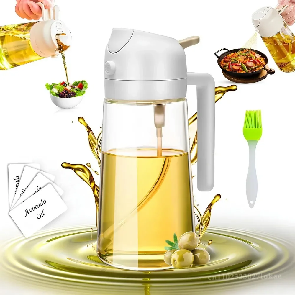 

2-in-1 Oil Dispenser Bottle Sprayer Oil Kitchen Olive Oil Sprayer for Cooking Mister for Air Fryer, BBQ, Salad Frying with Brush