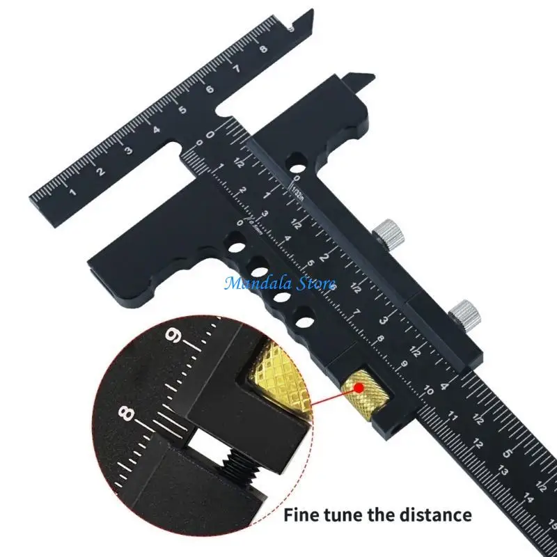 U2JC Woodworking Sliding Gauge Aluminum Alloy Ruler T Ruler Measuring Tool
