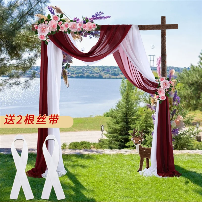 

Wedding Arch Draping Fabric for Ceremony Reception Decorations Chiffon Sheer Fabric Curtains for Party Stage Bridal Shower 6-10M