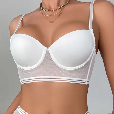 섹시한 푸시업 브라 플러스 사이즈 큰 가슴 브래지어, 언더와이어 레이스 속옷, 백리스 U 브래지어, 솔리드 티셔츠, 여름 브라