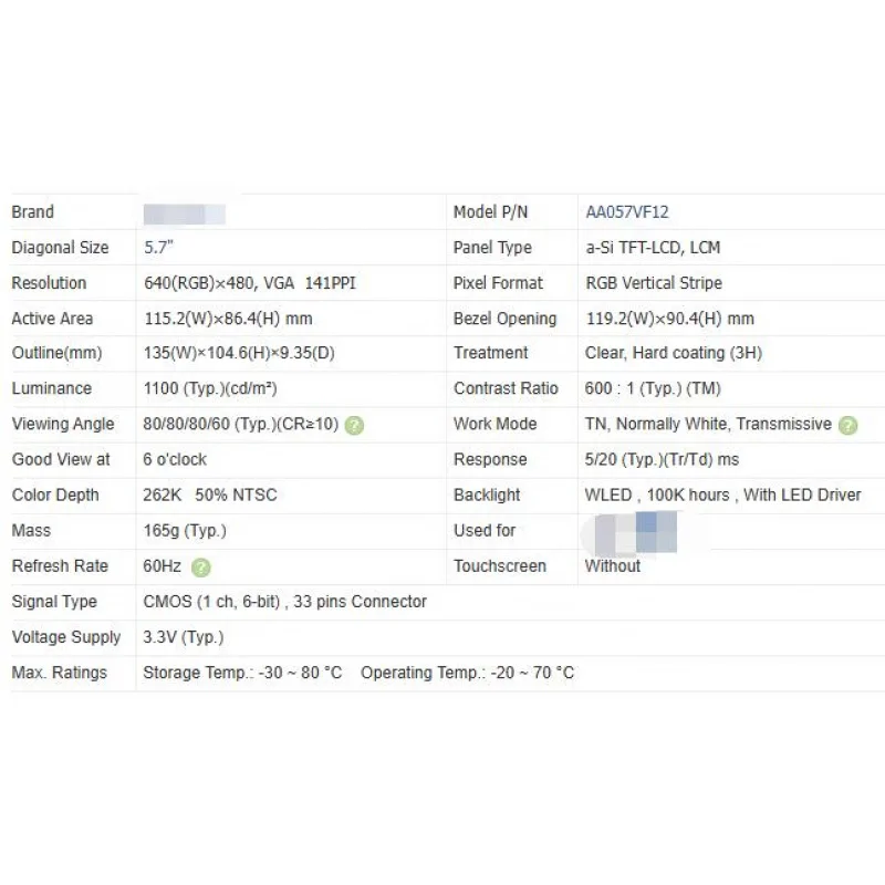 Aa0575v12 nova tela LCD original de 5,7 polegadas