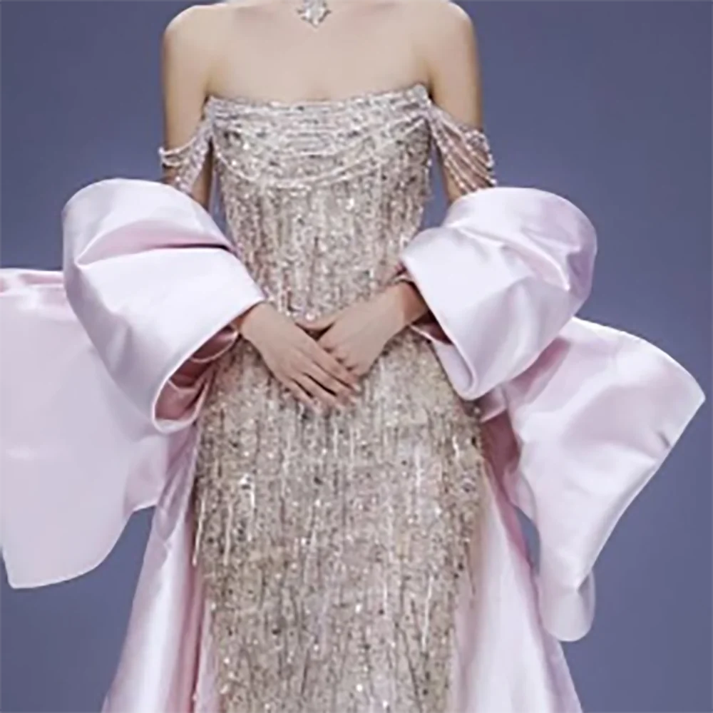 Klassische trägerlose, mit Perlen besetzte, ärmellose Schleife, gerade formelle Abendkleider, Geburtstagsfeier, Abschlussballkleider, individuell gestaltet