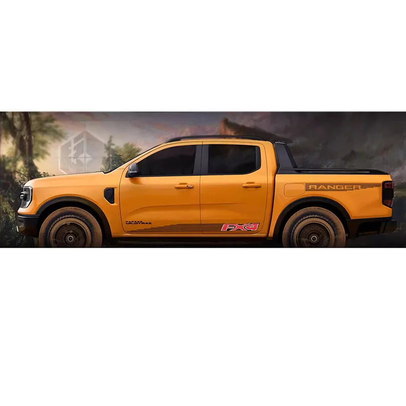 Racing Speed Fx4 Off Road Side Lower Skirt Line Sticker Bedside Stripe Stickers Graphics Decal Wrap Kit for Ford Ranger