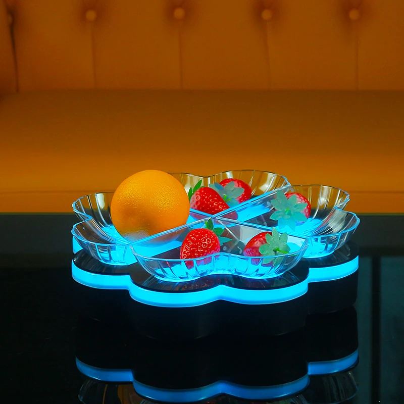 

Акриловая светодиодная светящаяся тарелка с фруктами в форме сердца, сервировочный поднос для закусок для бара, КТВ, украшение для вечеринки