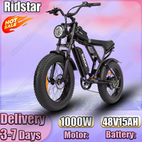 Ridstar E-bike1000W Brushless Motor 48V15AH Lithium Battery Electric Motorcycle Electric Bicycle 20*4inch Fat Tire Electric Bike