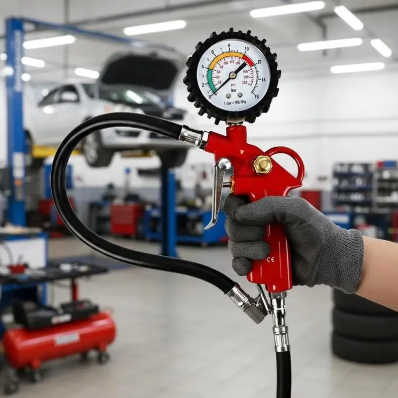 Shock Resistant Interface Tire Pressure Gauge Universal for Car Motorcycle SUV Inflator Pump Tire Repair Work