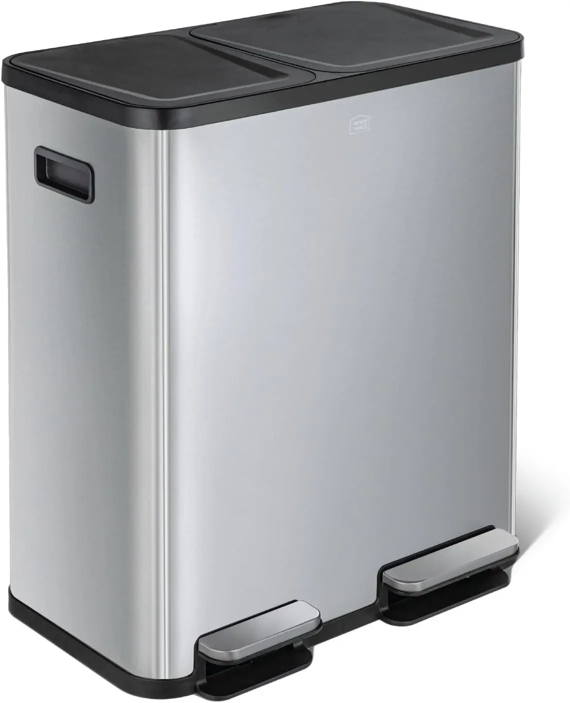 

19 Gallon Dual Compartment Kitchen Trash Can, Stainless Steel with Soft Close Lids and Removable Buckets