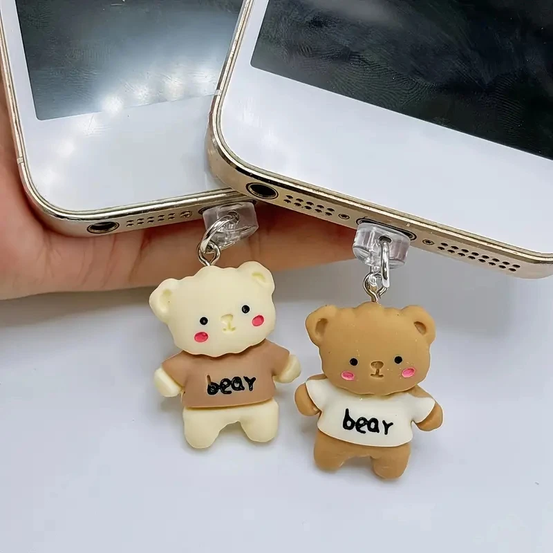 Phone dust plug for iPhone for Samsung Type-C interface beauty cute teddy bear decorative accessories pendant universal