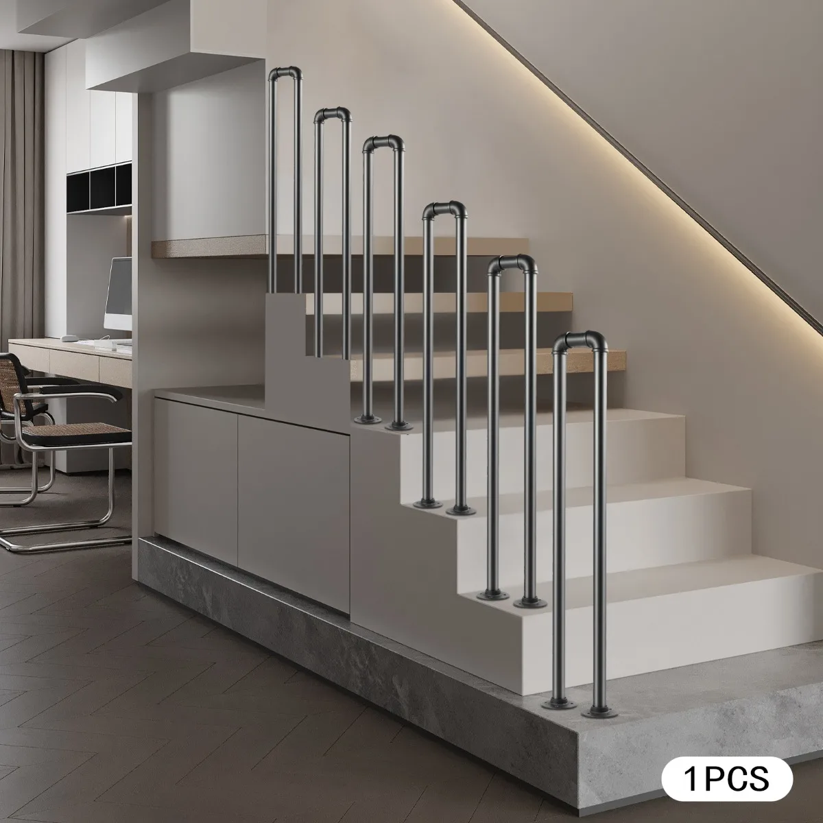 

1 шт. стальные U-образные перила для лестницы, оборудование для обеспечения безопасности лестницы в помещении и на открытом воздухе с внешним диаметром 1,28 дюйма, толщина 1,5 мм