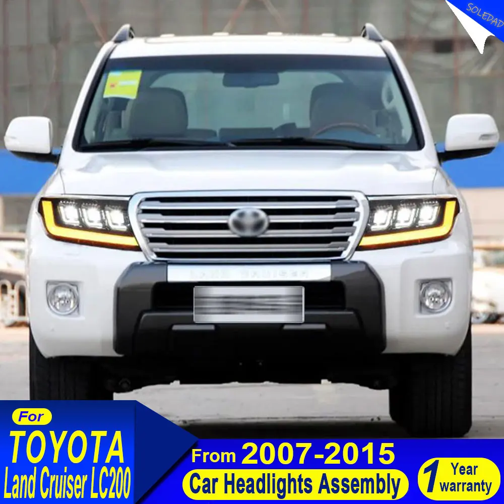 

Светодиодные фары для Toyota Land Cruiser 2007-2015 LC200, дневные ходовые огни, динамические указатели поворота, автомобильные аксессуары