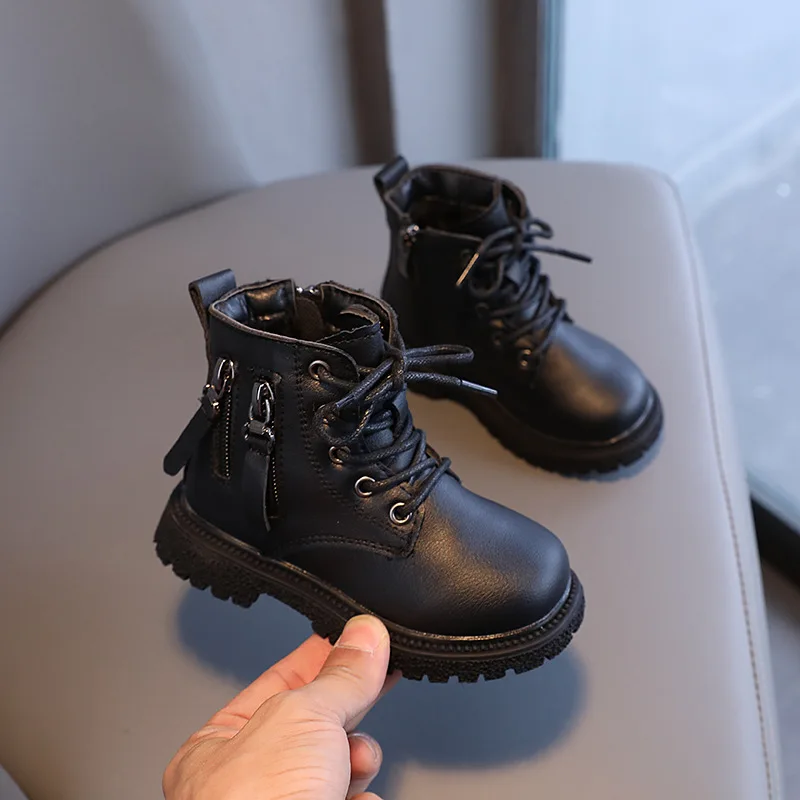 Kids Leather Chelsea Boots Waterproof Children Sneakers Beige Toddler Snow Boots Girl Autumn Winter Shoe Boy Ankle Boots 21-30