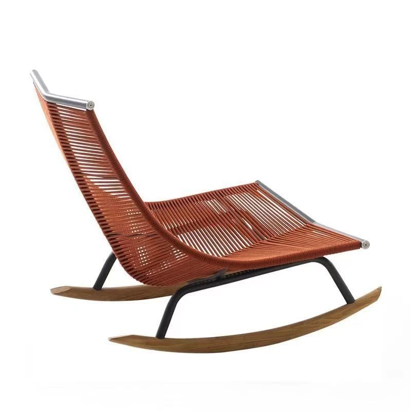 Balcony leisure small sofa coffee table combination outdoor rattan rocking chair three-piece set