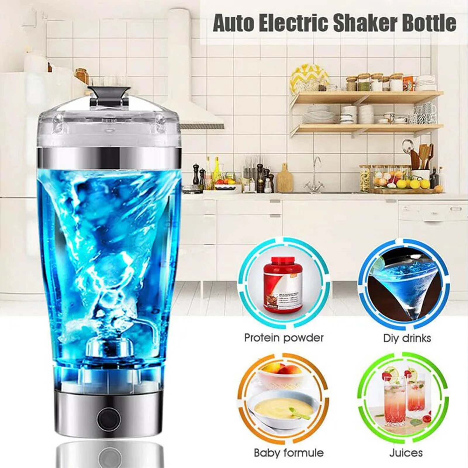 450/600ml Electric Mixing Cup Portable Milk Coffee Protein Powder Shaker Bottle Mixer For Sports Fitness Office Kitchen Tools