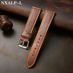 Vintage Genuine Leather Strap Oil Wax Discoloration Cowhide Leather Watchband 18mm 20mm 22mm High Quality Business Watch Band