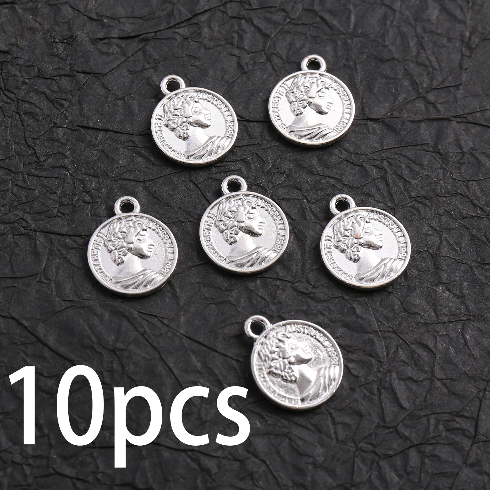 10 Pieces of European-Style Vintage Handmade Accessories, Embossed Portrait Round Pendants, Single-Circle Handmade Small Items, Suitable for DIY Bracelets, Necklaces, and Earrings, Vintage Light Luxury Style Jewelry DIY Basic Handmade Materials