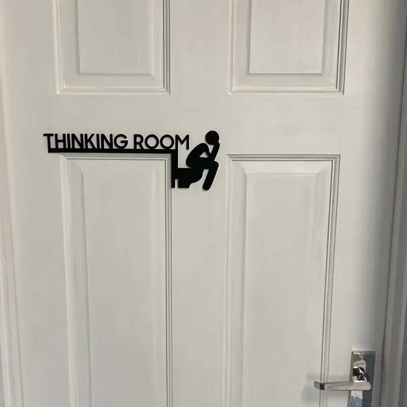 Hot Modern Metal Toilet Door Sign - Thinking Room Wall Mount Sculpture, Home Decor Artwork, Decorative Door Frame Pendant