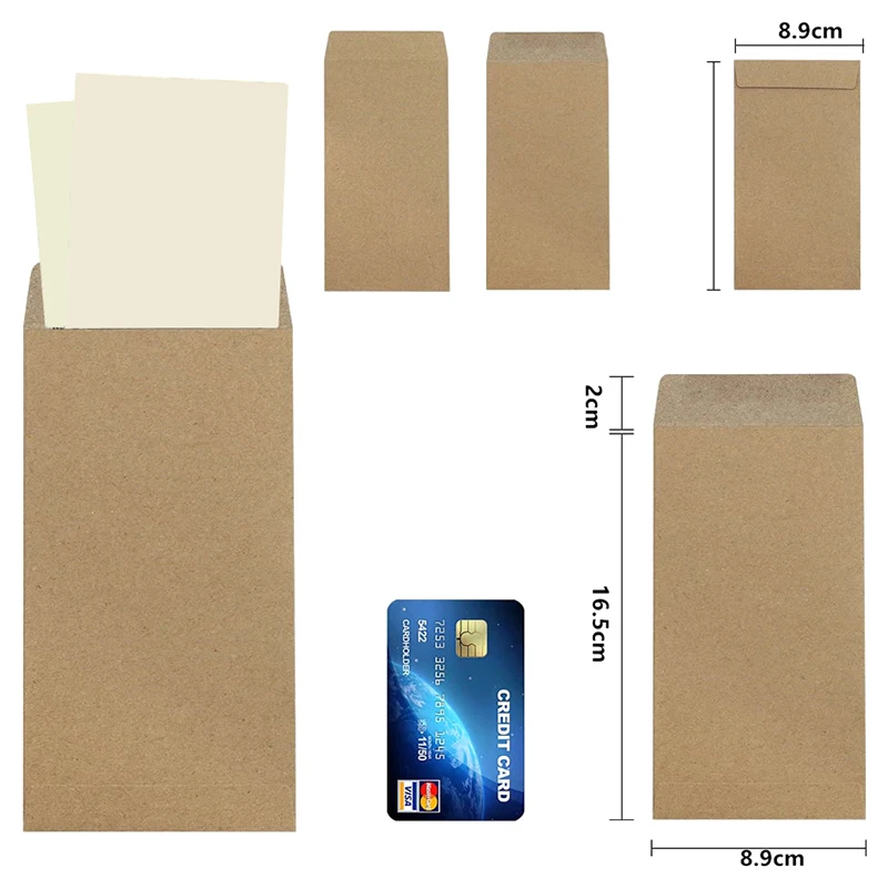 50Pcs Cash Envelopes Money Container Ultra-Thin DIY Coin Storage Envelopes Cash Storage Bags Kraft Paper Coin Cash Pouches