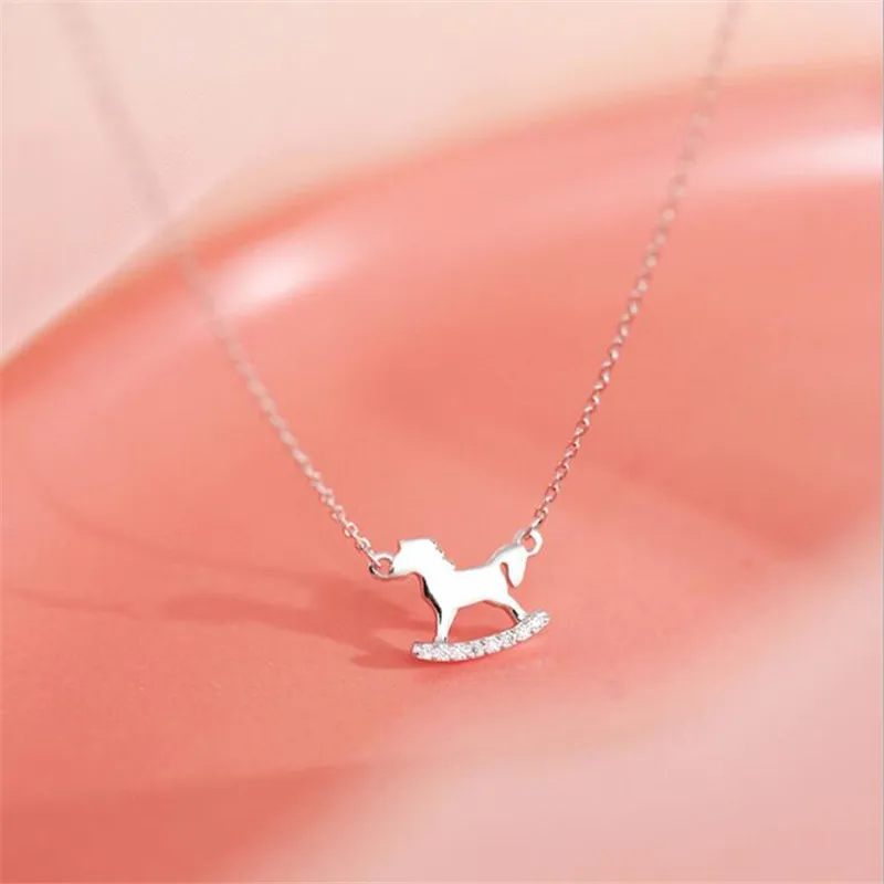 New Creative Fashion Trojan Temperament 925 Sterling Silver Jewelry Heart Childhood Toy Crystal Gift Pendant Necklaces  HZX535