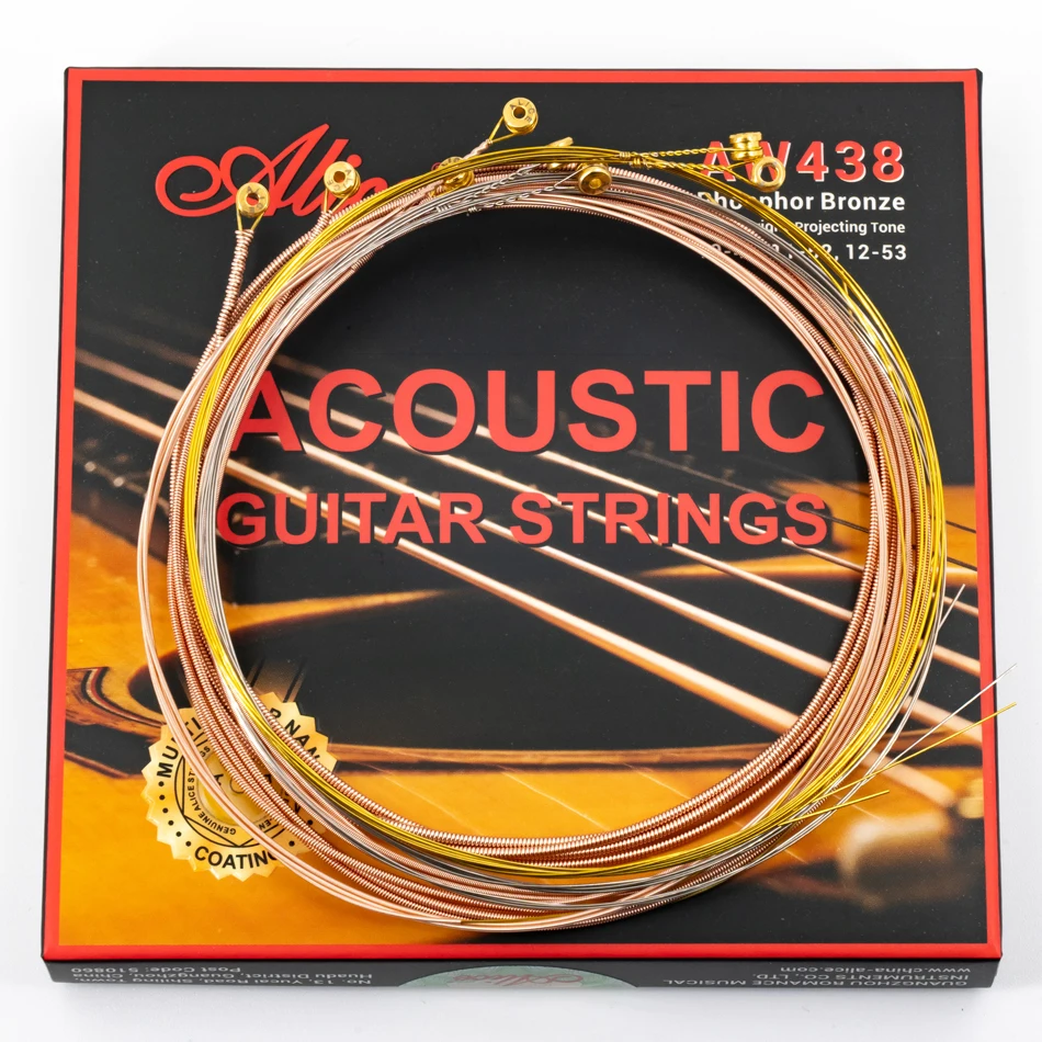 Alice aw438 multi-camada nano revestimento cordas de guitarra acústica conjunto hexagonal núcleo de aço de alto carbono fósforo bronze ferida