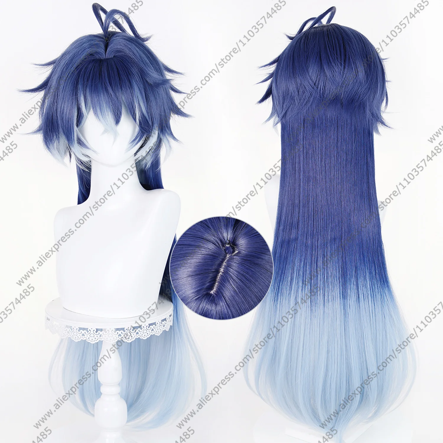 Anime Flins Cosplay Wig 85cm Long Blue Gradient Man Wigs Halloween Heat Resistant Synthetic Hair