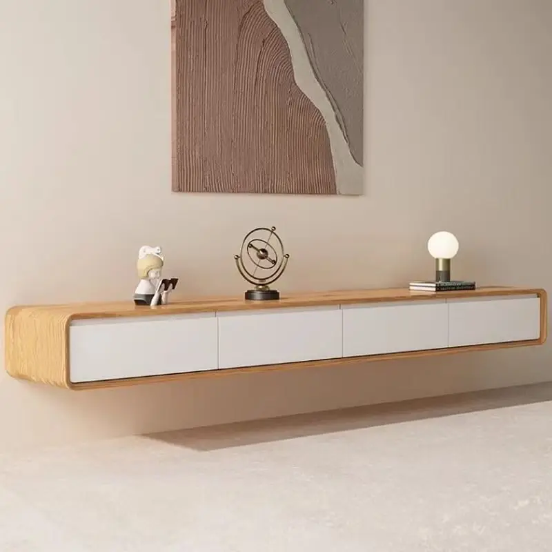#Modern Design Solid Wood TV Cabinet Full Wall Black Living Room Furniture for Bedroom