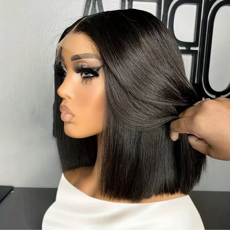 

Парик из натуральных волос 4X4 5X5 13X4 с прозрачной кружевной передней частью, короткий парик-каре, прямой парик Реми, натуральный парик ﻿ Для чернокожих женщин