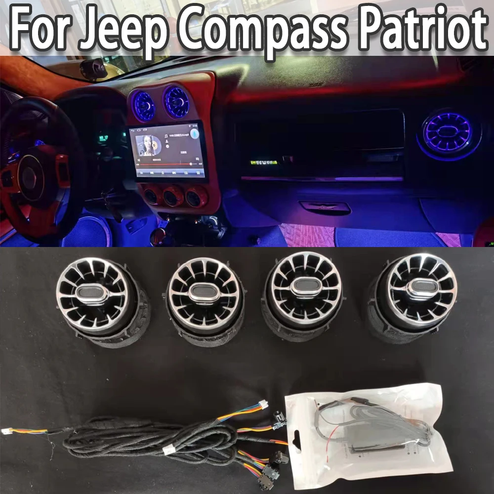 

Светодиодный передний вентиляционный отверстие, впускная лампа, состояние турбины, воздуховыпускное отверстие, окружающее освещение, автомобильные аксессуары для Jeep Compass Patriot