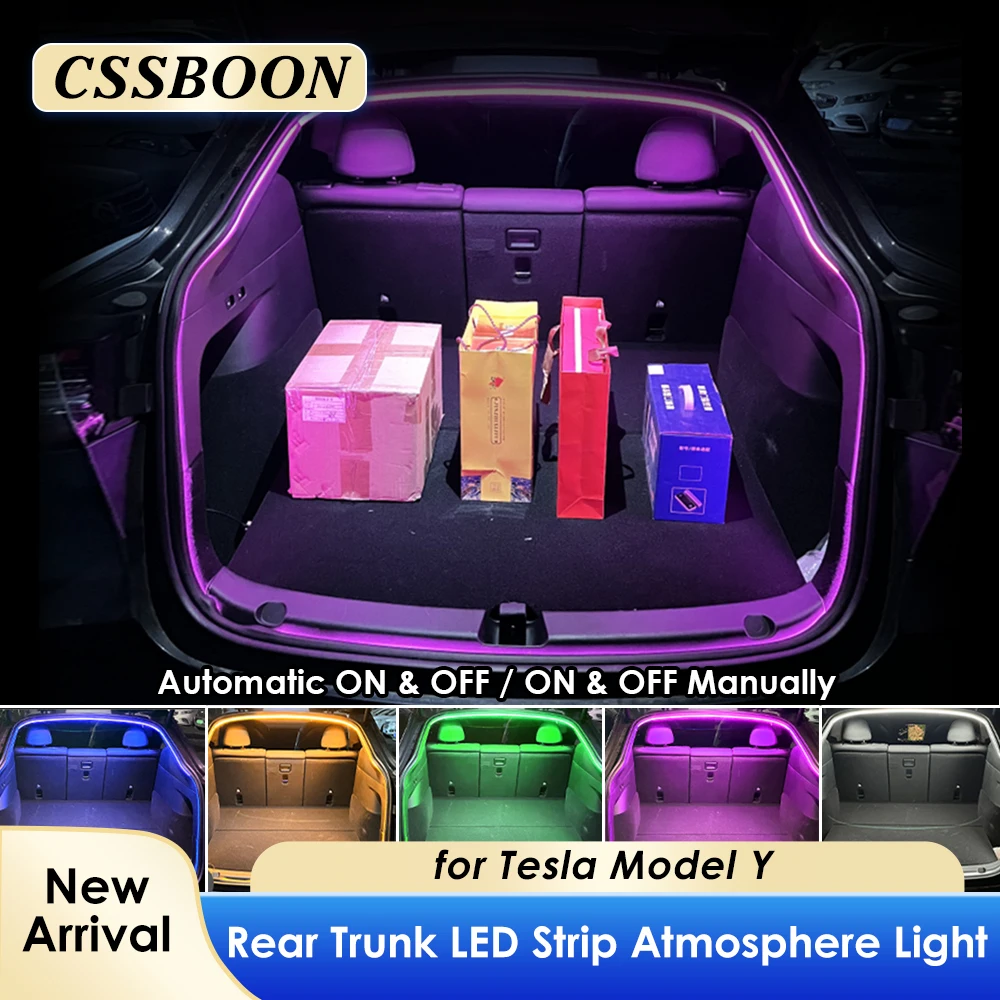 

CSSBOON LED Auto Trunk Ambient Light for Tesla Model Y Rear Frunk Taillights RGB Lamp Strip Modified Lighting 2021+