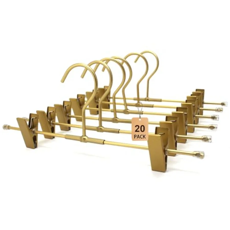 

Pack Gold Aluminum Bottom Clips Heavy Duty Pants Jean Trouser Hangers Clothes Hangers -Legging Organizer Adjustable Clips Pants