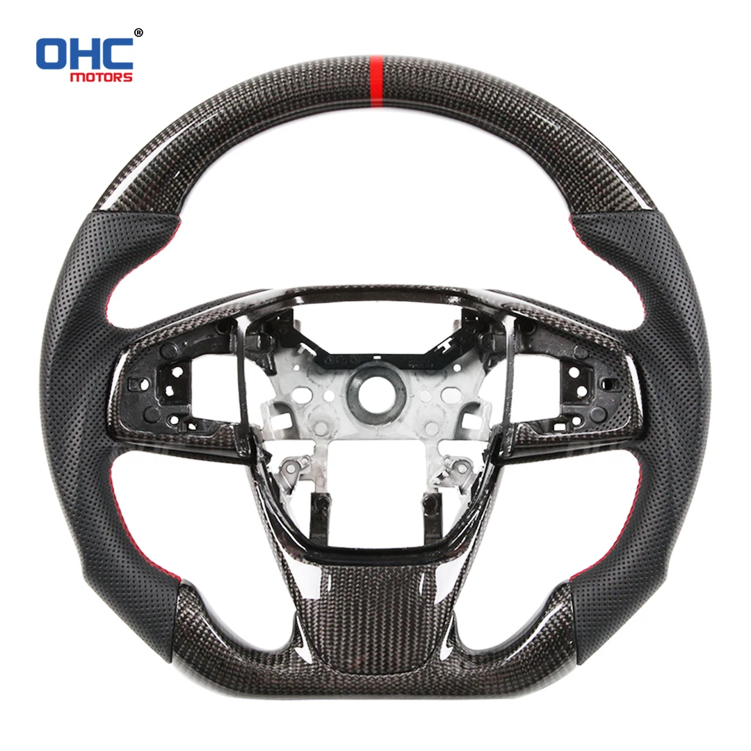 OHC ألياف الكربون عجلة القيادة الجلود الكانتارا لهوندا سيفيك 10th Type-R FK8 2016 2017 2018 2019 2020 مخصصة #4