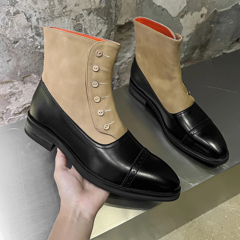 

Winter Fashion Men Chelsea Boots Black European-style Casual Color-blocking Comfortable Business Brand Boots Social Shoes Men