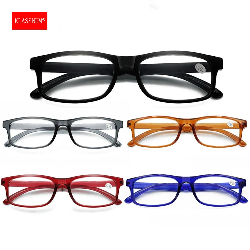 

KLASSNUM Utra Light Reading Glasses Magnifying Coumputer Anti Blue Light Glasses Transparent Lens Men Women Presbyopia Eyewear