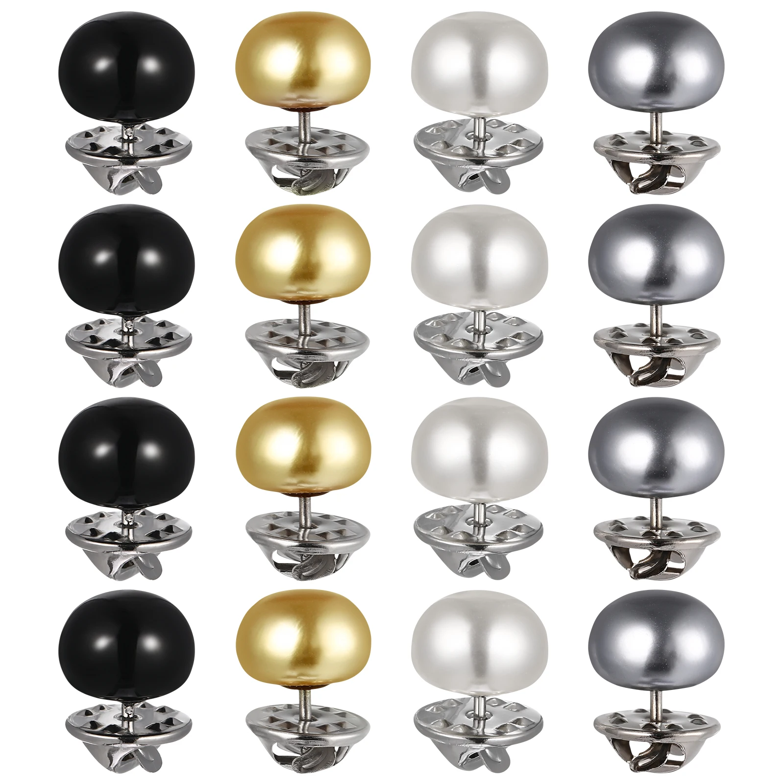 

20Pcs Metal Pearl Button No Sew Required Removable Brooch Pin for Women Shirt Dress Fashion Closure No Sew Buttons