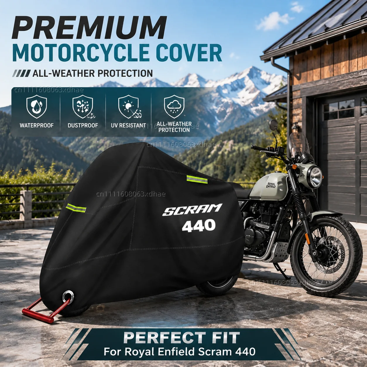 

Premium Motorcycle Cover All Weather Dust Rain UV Protection 190T Oxford Cloth For For Royal Enfield Scram 440 2024 2025