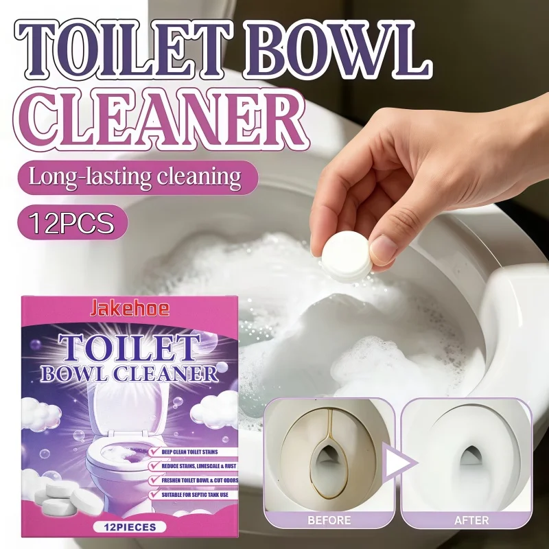 Toilet Fizzy Cleaning Tablets Limescale Stain Remover for Toilet Seat Bowl Convenient Daily Deep Cleaning Bright Shine Deodorant